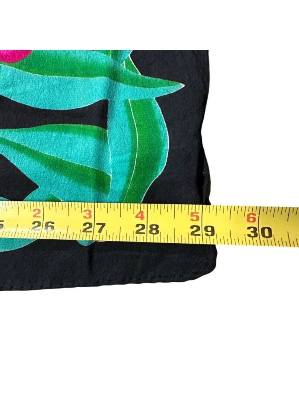 Vintage Silk Scarf Tropical Floral Black Liz Claiborne Japan 1980s Flowers Retro